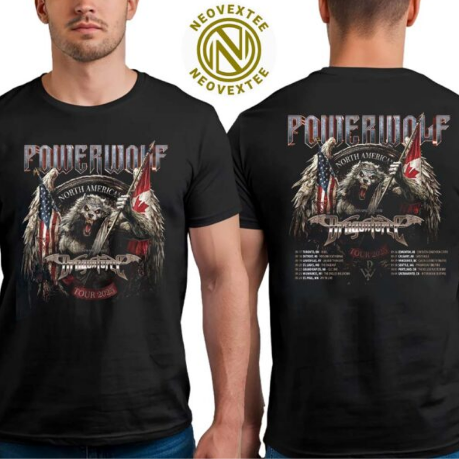 Powerwolf Band North Concert 2025 Shirt, Powerwolf Band North American Tour 2025 Cities List With Special Guest Dragonforce Print Shirt