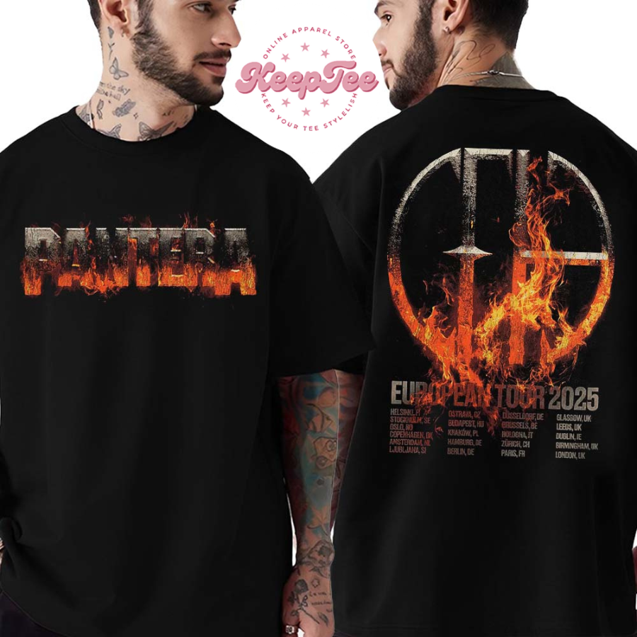 Pantera Merch Tee European Tour 2025 List Dates Two Sides Print Unisex T-Shirt