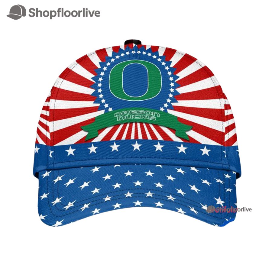 Oregon Ducks American Flag Pattern Independence Day Baseball Cap