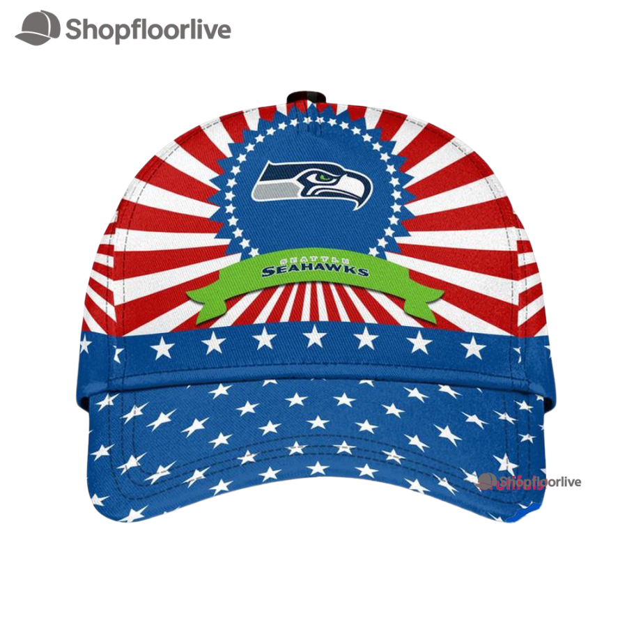 Seattle Seahawks American Flag Pattern Independence Day Baseball Cap