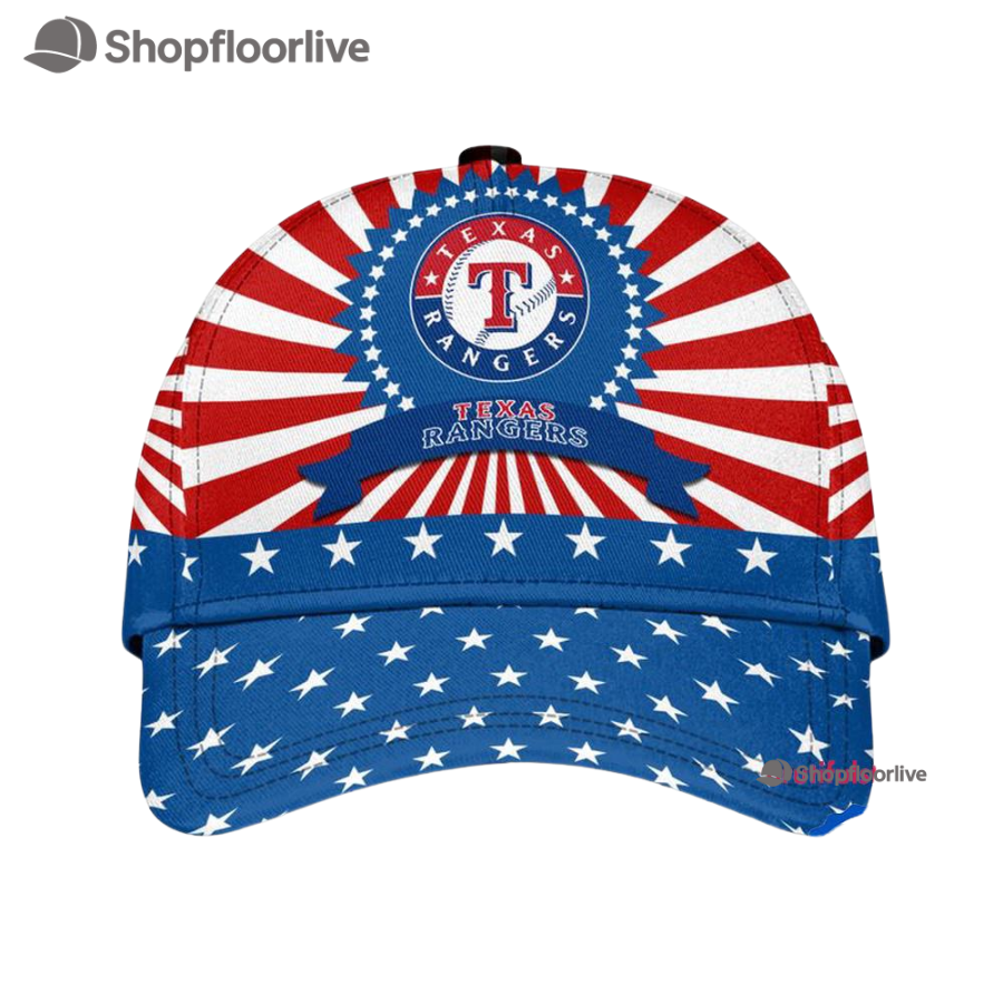 Texas Rangers American Flag Pattern Independence Day Baseball Cap