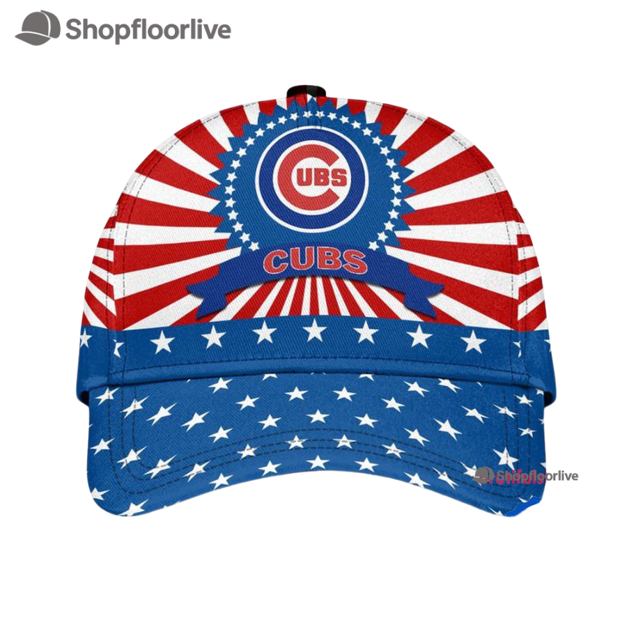 Chicago Cubs American Flag Pattern Independence Day Baseball Cap