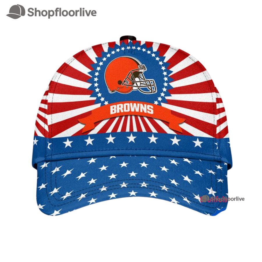Cleveland Browns American Flag Pattern Independence Day Baseball Cap