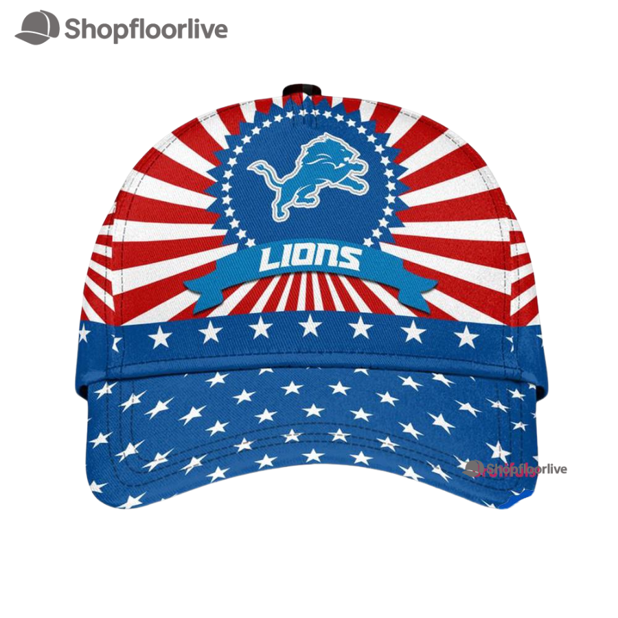 Detroit Lions American Flag Pattern Independence Day Baseball Cap
