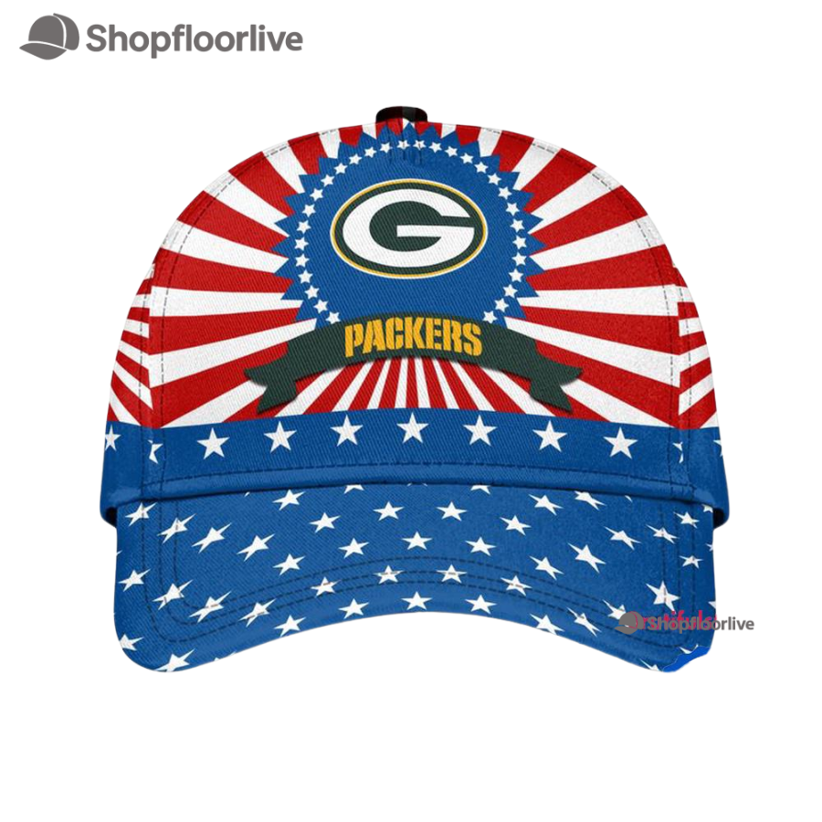 Green Bay Packers American Flag Pattern Independence Day Baseball Cap