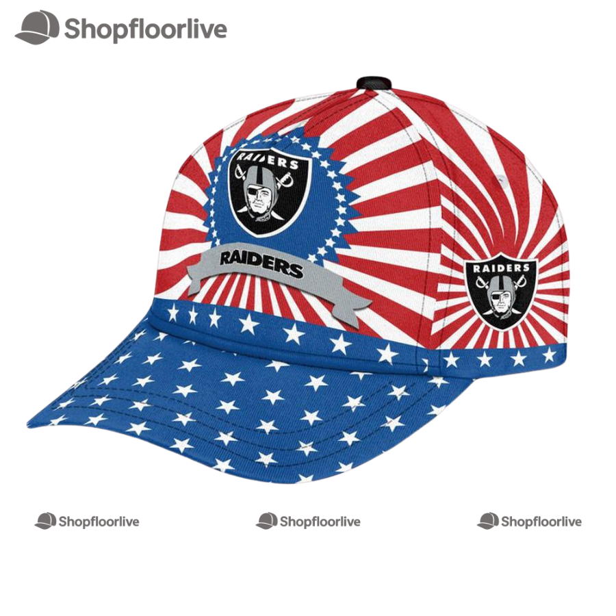 Las Vegas Raiders American Flag Pattern Independence Day Baseball Cap