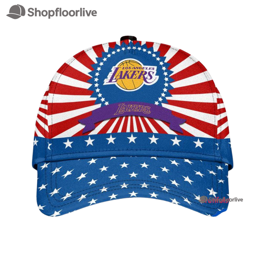 Los Angeles Lakers American Flag Pattern Independence Day Baseball Cap