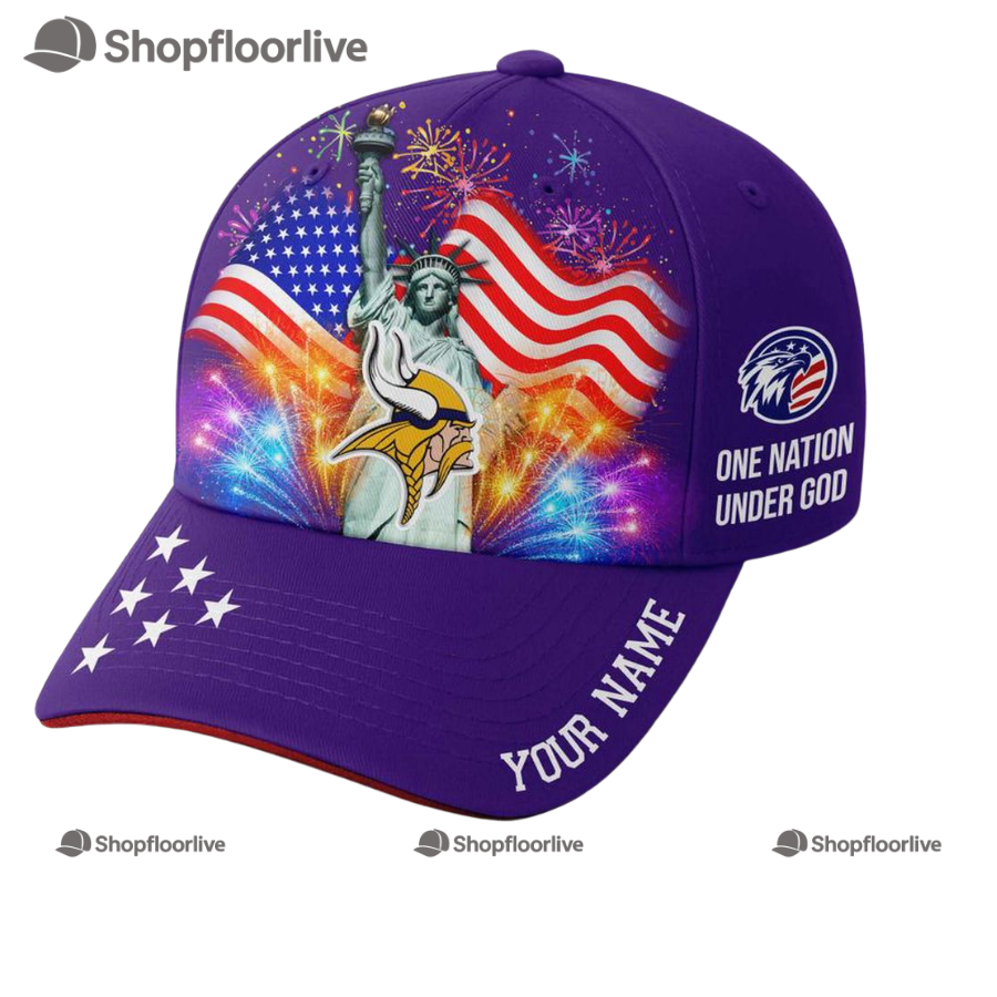 Nfl Minnesota Vikings One Nation Under God Happy Independence Day Custom Classic Cap