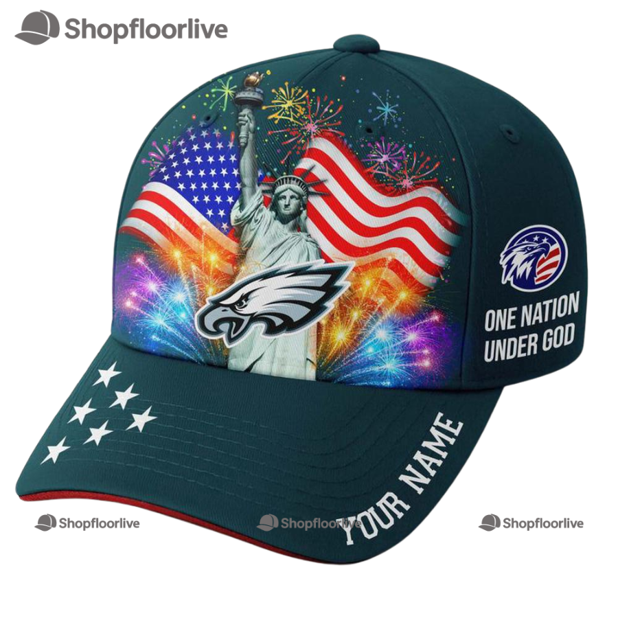 Nfl Philadelphia Eagles One Nation Under God Happy Independence Day Custom Classic Cap