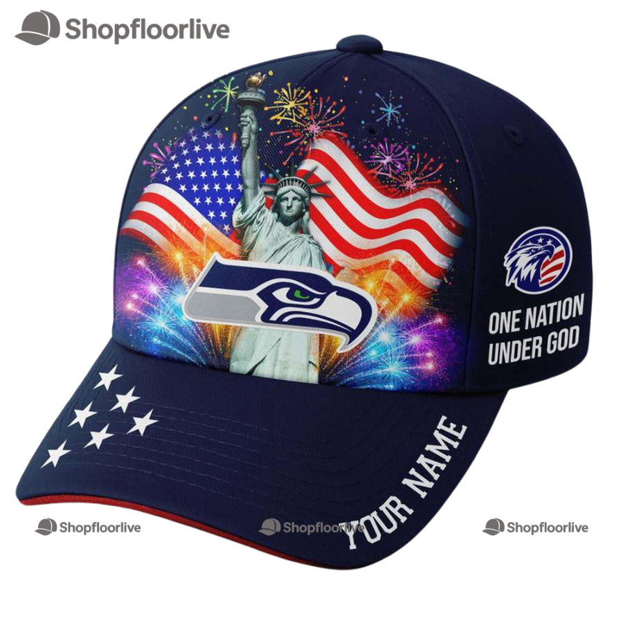 Nfl Seattle Seahawks One Nation Under God Happy Independence Day Custom Classic Cap