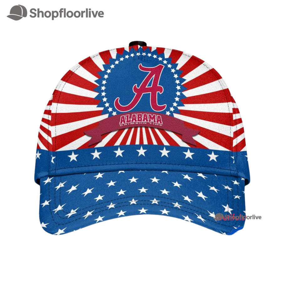 Alabama Crimson Tide American Flag Pattern Independence Day Baseball Cap