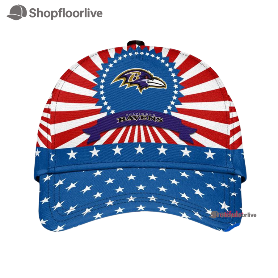 Baltimore Ravens American Flag Pattern Independence Day Baseball Cap