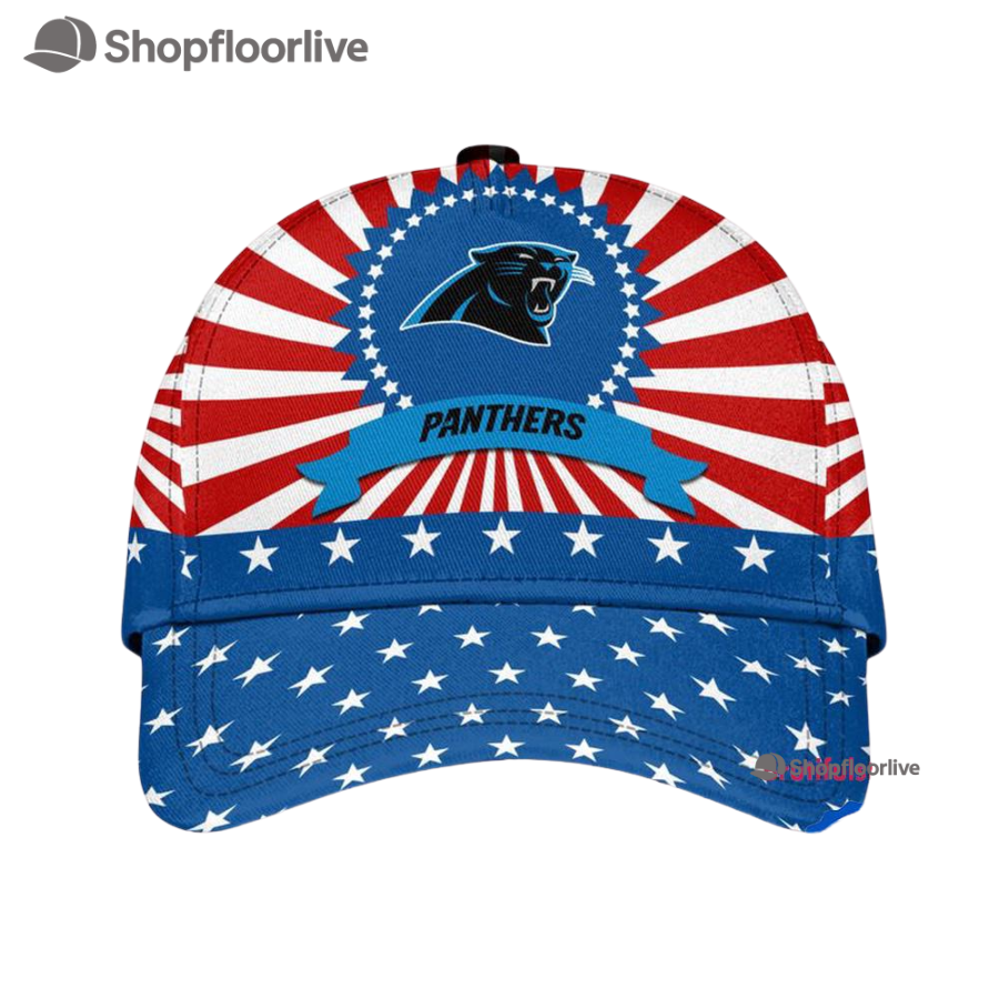 Carolina Panthers American Flag Pattern Independence Day Baseball Cap