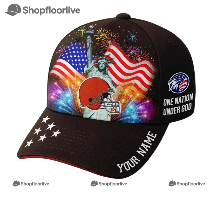 Nfl Cleveland Browns One Nation Under God Happy Independence Day Custom Classic Cap
