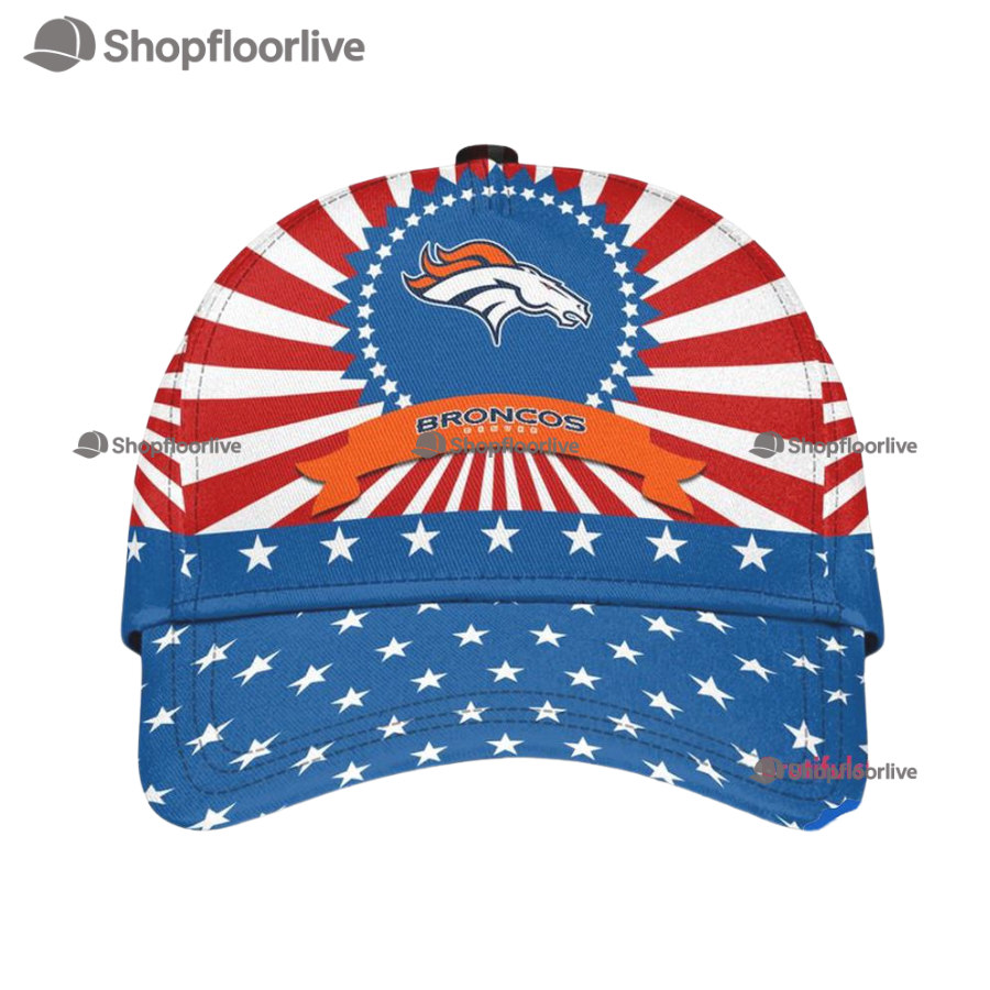 Denver Broncos American Flag Pattern Independence Day Baseball Cap