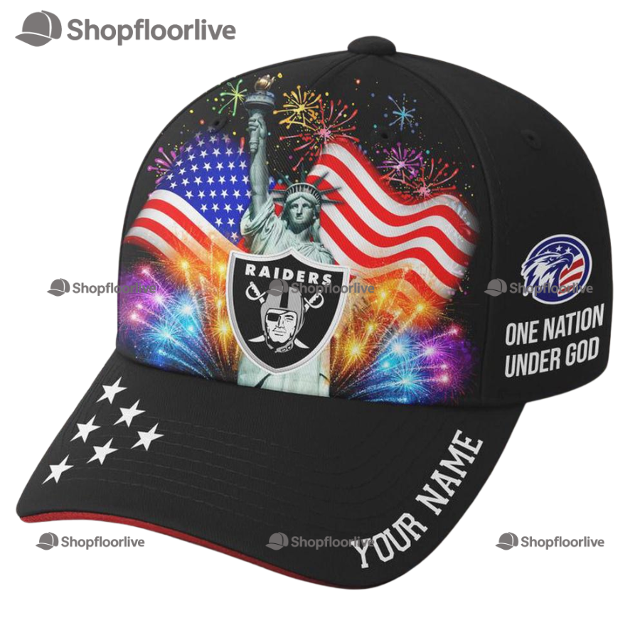 Nfl Las Vegas Raiders One Nation Under God Happy Independence Day Custom Classic Cap