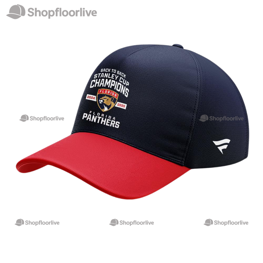 Back 2 Back Florida Panthers 2025 Stanley Cup Champions Team Design Logo Cap