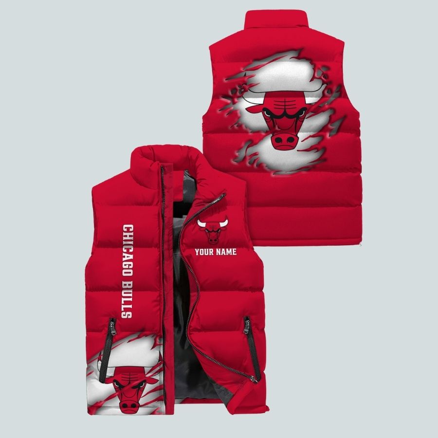 Chicago Bulls Nba Personalized Sleeveless Puffer Jacket Gifts For Fans