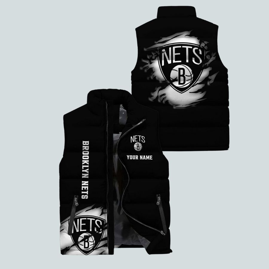 Brooklyn Nets Nba Personalized Sleeveless Puffer Jacket Gifts For Fans