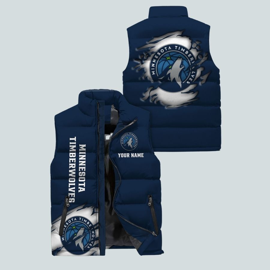 Minnesota Timberwolves Nba Personalized Sleeveless Puffer Jacket Gifts For Fans