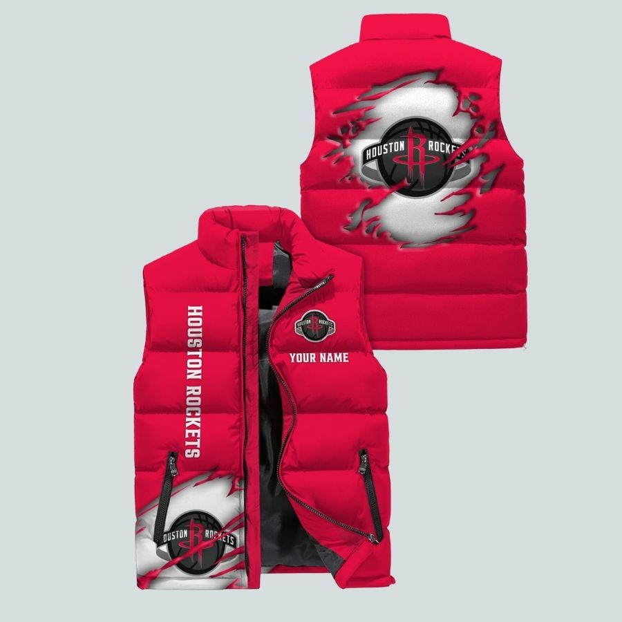 Houston Rockets Nba Personalized Sleeveless Puffer Jacket Gifts For Fans