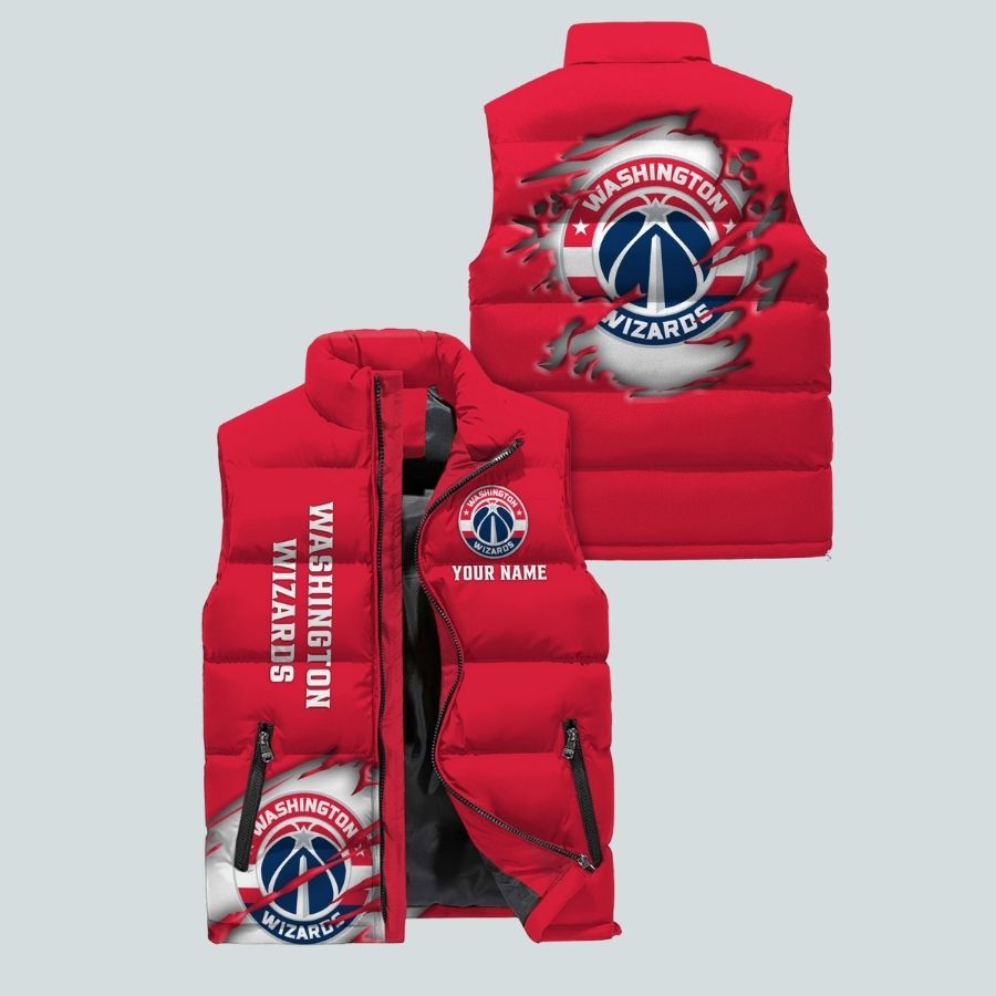 Washington Wizards Nba Personalized Sleeveless Puffer Jacket Gifts For Fans