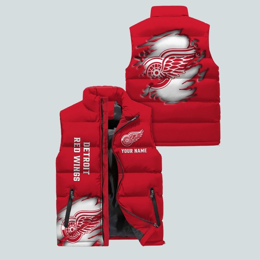 Detroit Red Wings Nhl Sleeveless Puffer Jacket Gifts For Fans