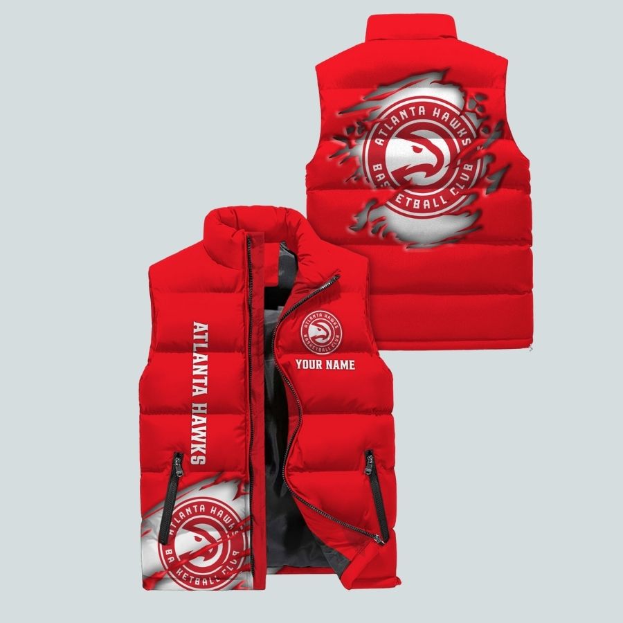 Atlanta Hawks Nba Personalized Sleeveless Puffer Jacket Gifts For Fans