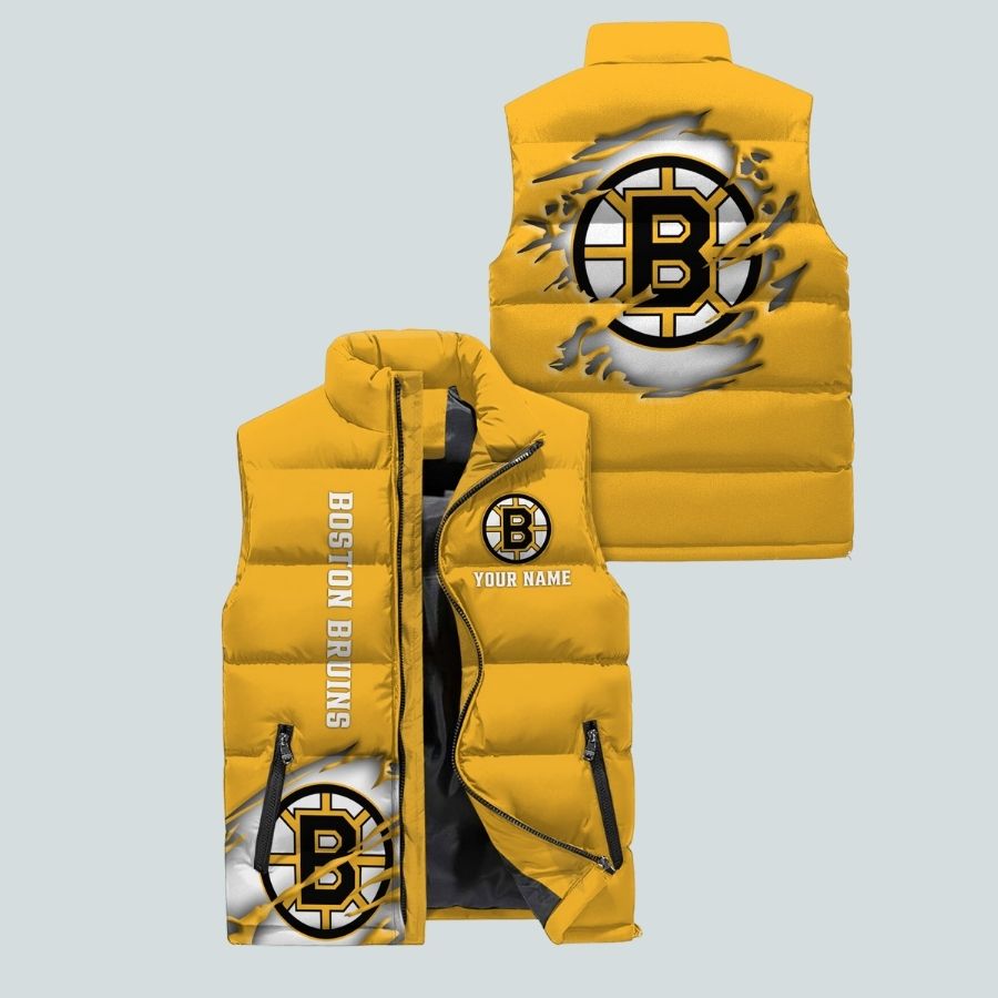 Boston Bruins Nhl Sleeveless Puffer Jacket Gifts For Fans