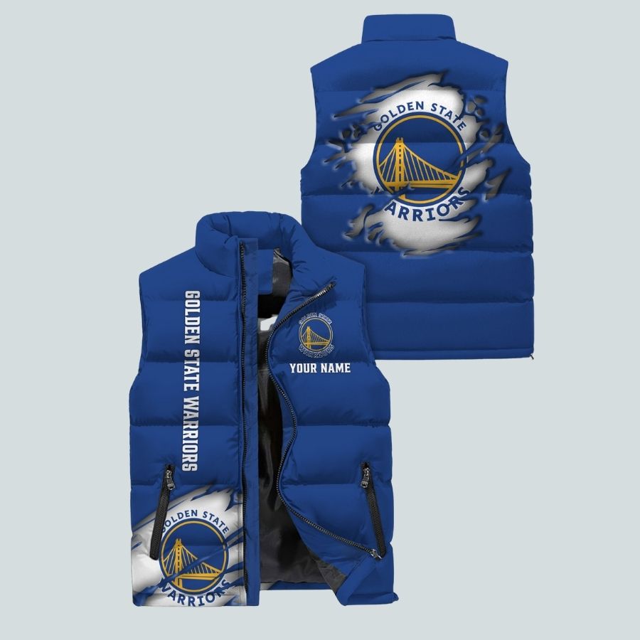 Golden State Warriors Nba Personalized Sleeveless Puffer Jacket Gifts For Fans