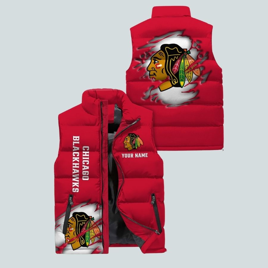 Chicago Blackhawks Nhl Sleeveless Puffer Jacket Gifts For Fans