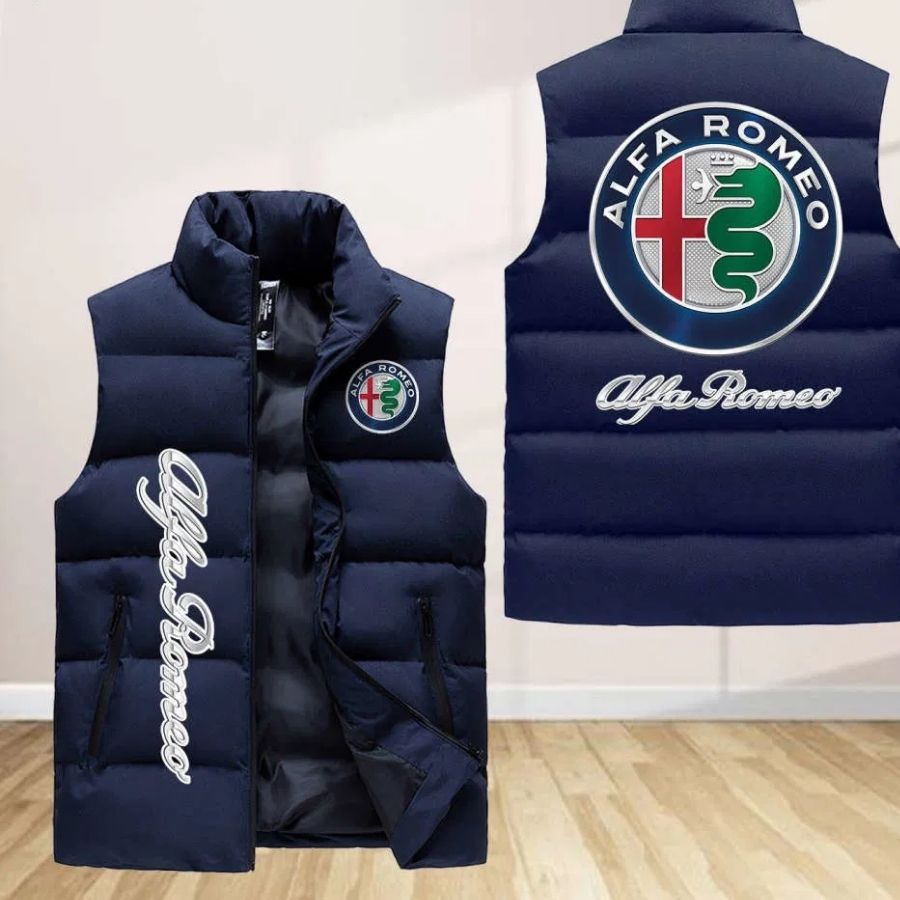 Alfa Romeo Sleeveless Puffer Jacket Custom For Fans Gifts