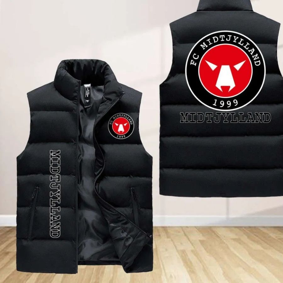 Fc Midtjylland Sleeveless Puffer Jacket Custom For Fans Gifts