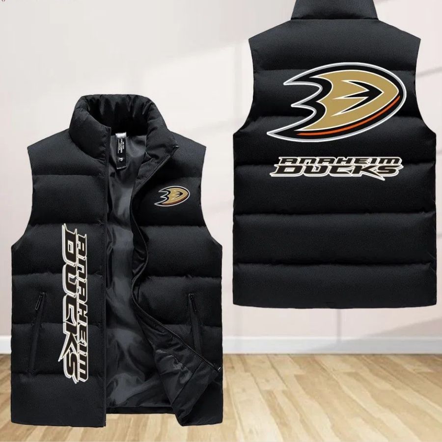 Anaheim Ducks Sleeveless Puffer Jacket Custom For Fans Gifts