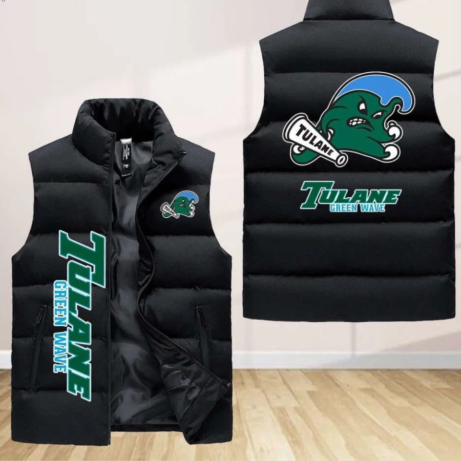 Tulane Green Wave Sleeveless Puffer Jacket Custom For Fans Gifts