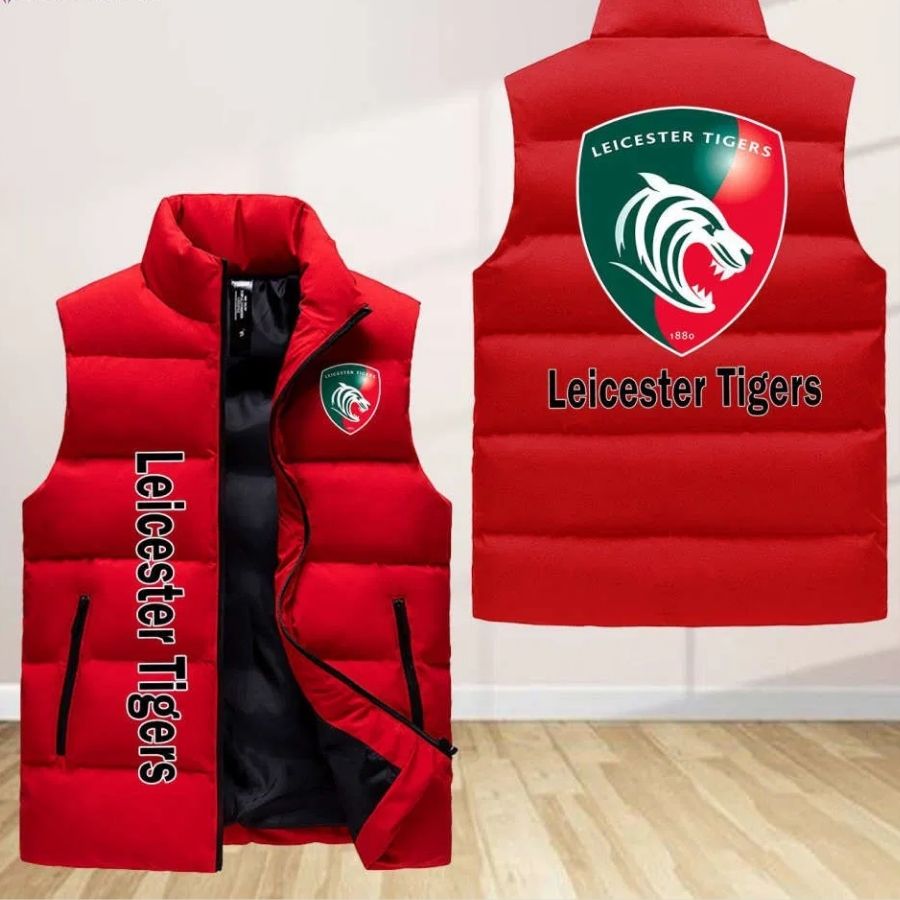 Leicester Tigers Sleeveless Puffer Jacket Custom For Fans Gifts