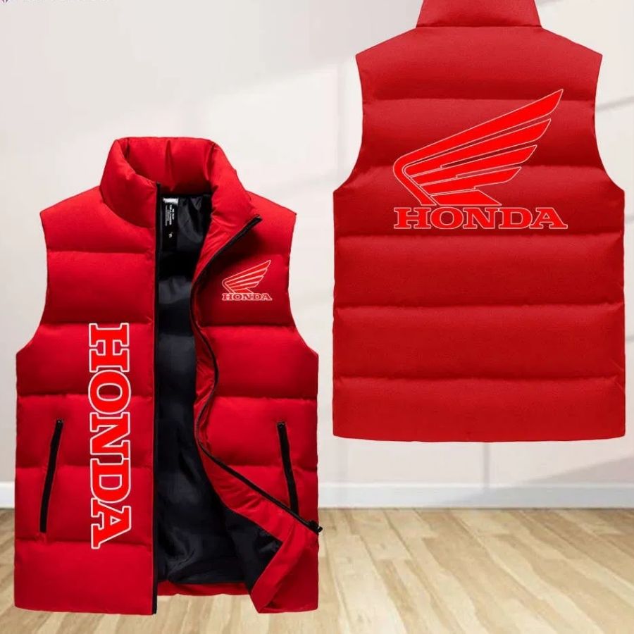 Honda Motorcycle Sleeveless Puffer Jacket Custom For Fans Gifts
