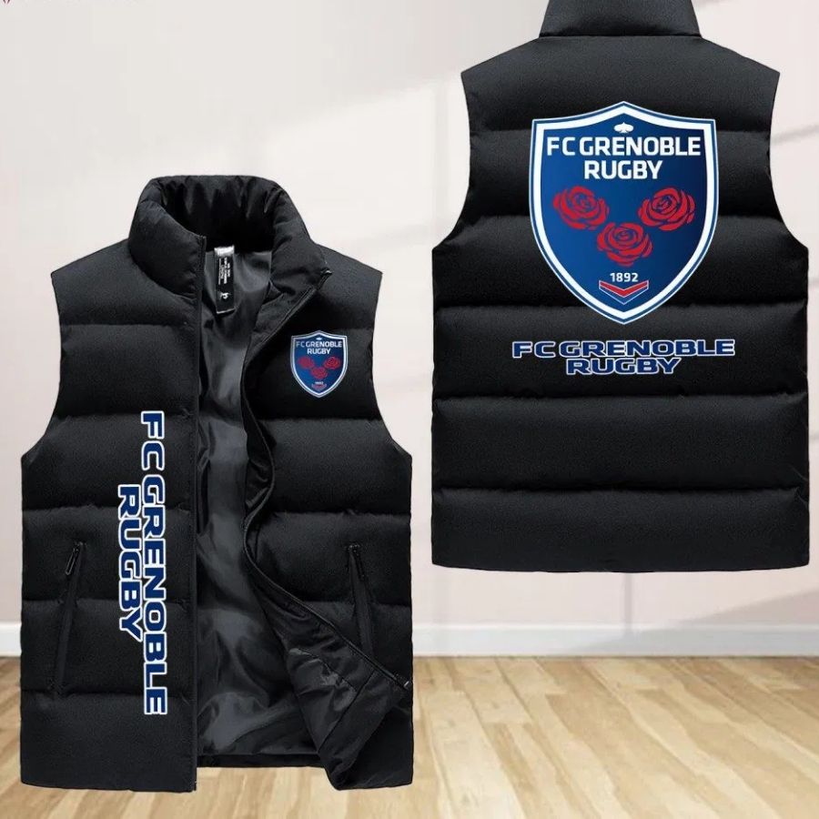 Fc Grenoble Rugby Sleeveless Puffer Jacket Custom For Fans Gifts