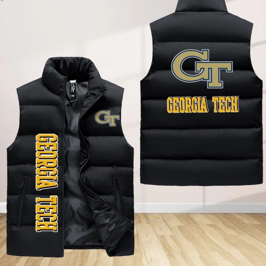 Georgia Tech Yellow Jackets Sleeveless Puffer Jacket Custom For Fans Gifts