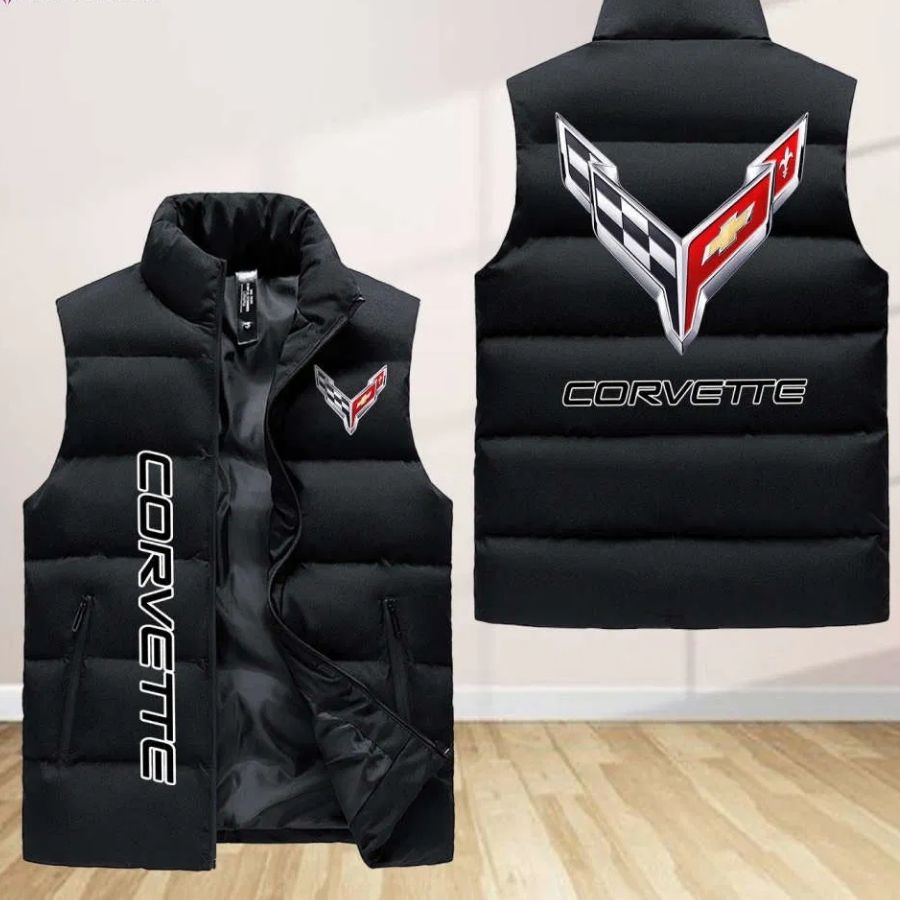 Corvette Sleeveless Puffer Jacket Custom For Fans Gifts