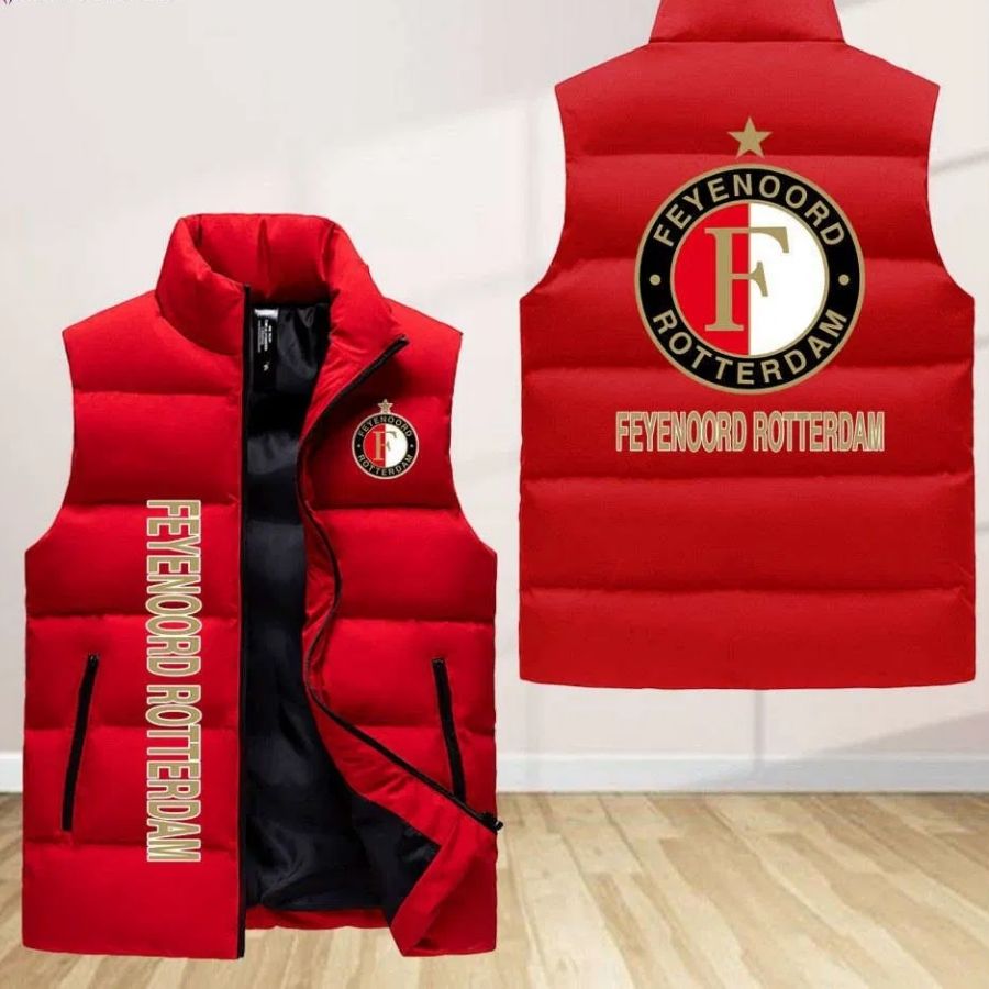 Feyenoord Rotterdam Sleeveless Puffer Jacket Custom For Fans Gifts