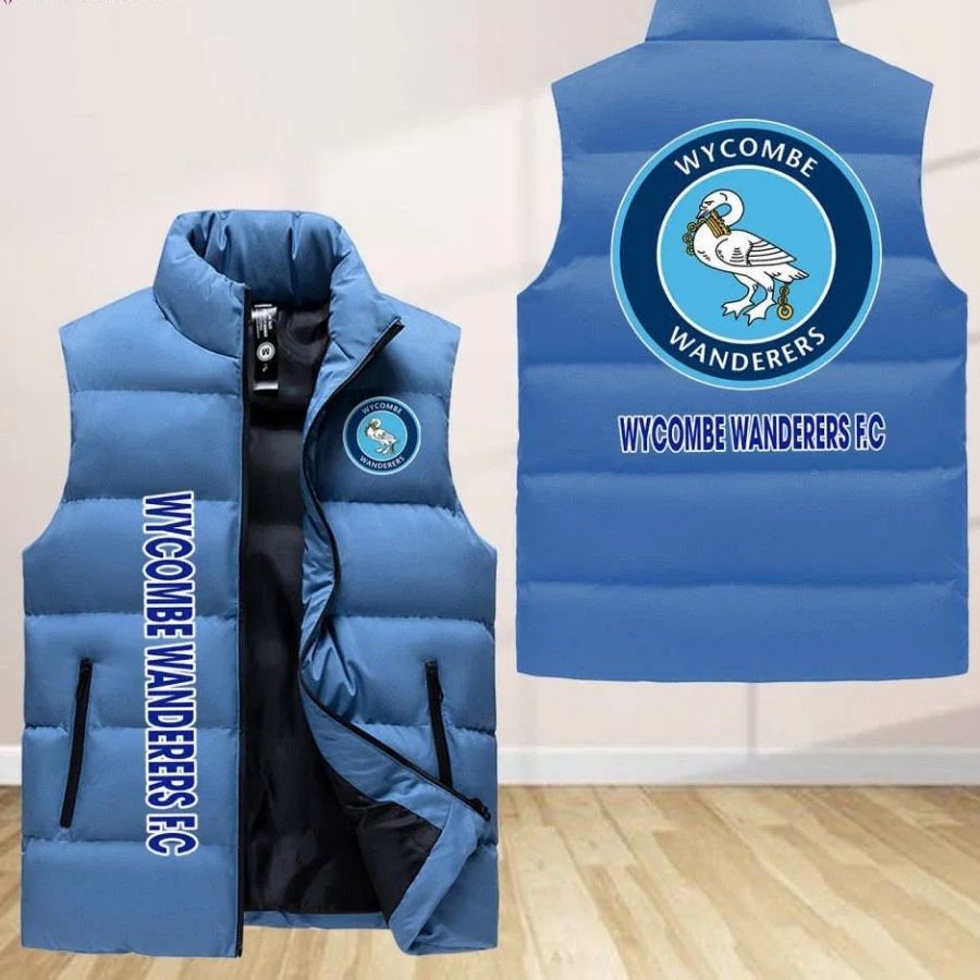 Wycombe Wanderers F.C Sleeveless Puffer Jacket Custom For Fans Gifts