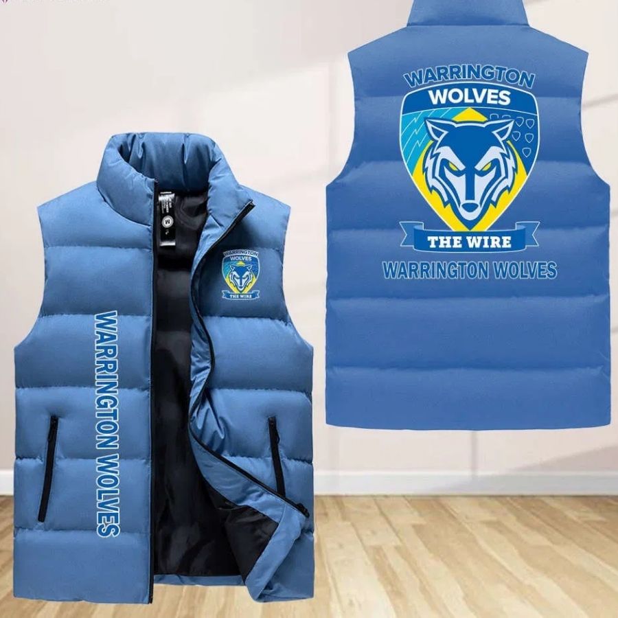 Warrington Wolves Sleeveless Puffer Jacket Custom For Fans Gifts