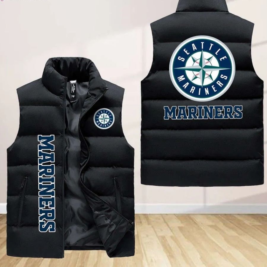 Seattle Mariners Sleeveless Puffer Jacket Custom For Fans Gifts