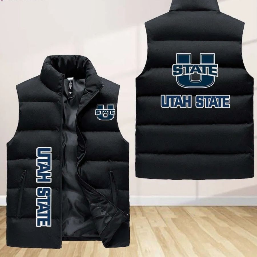 Utah State Aggies Sleeveless Puffer Jacket Custom For Fans Gifts
