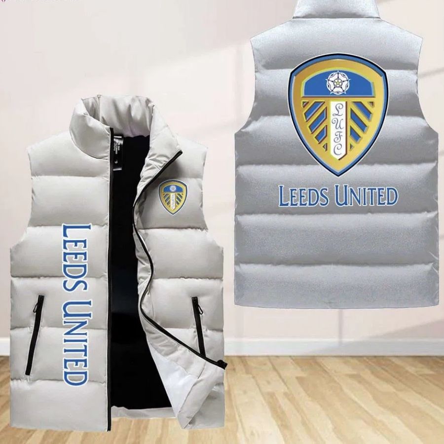 Leeds United F.C Sleeveless Puffer Jacket Custom For Fans Gifts