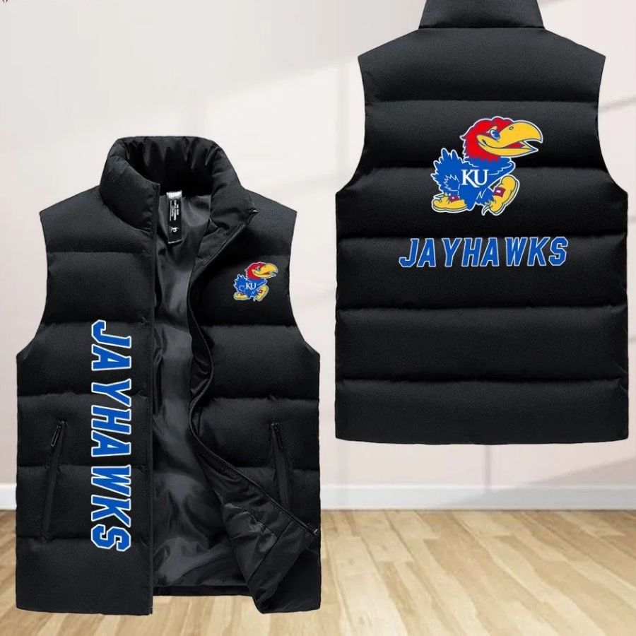 Kansas Jayhawks Sleeveless Puffer Jacket Custom For Fans Gifts