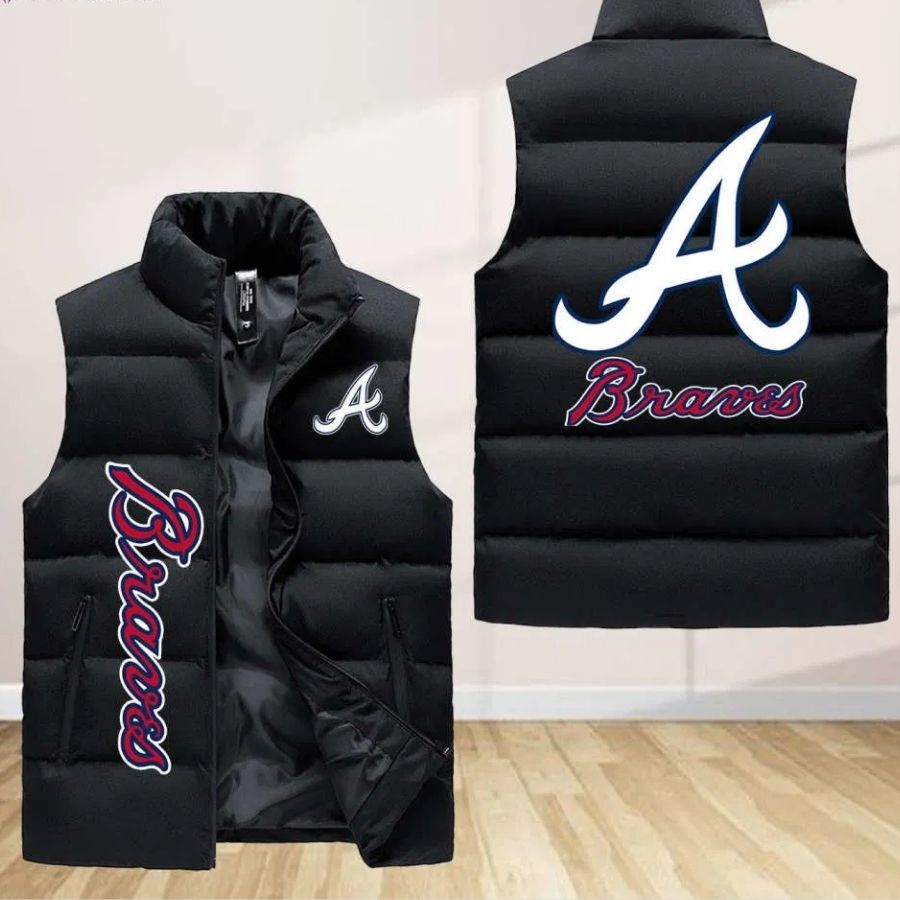 Atlanta Braves Sleeveless Puffer Jacket Custom For Fans Gifts