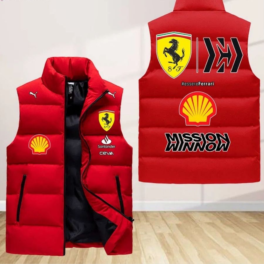 Scuderia Ferrari Sleeveless Puffer Jacket Custom For Fans Gifts