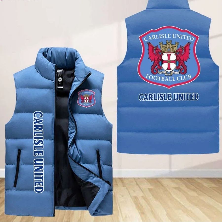 Carlisle United Sleeveless Puffer Jacket Custom For Fans Gifts